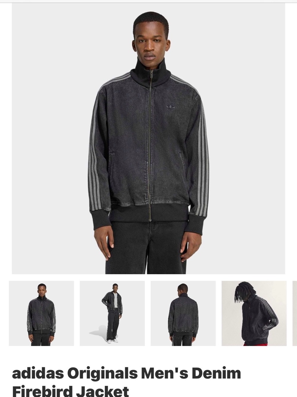adidas Originals Men's Black Denim Firebird Jacket size XL NWt